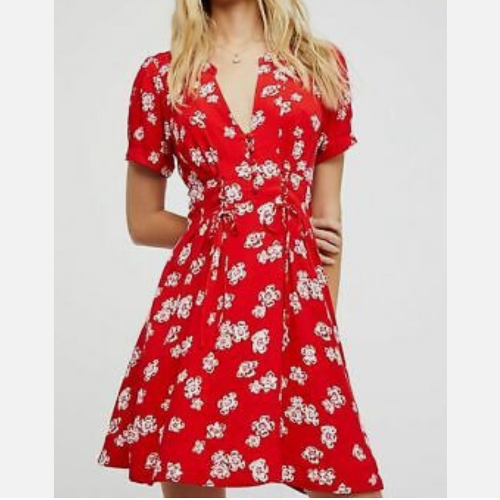 Free people flowy red mini dress